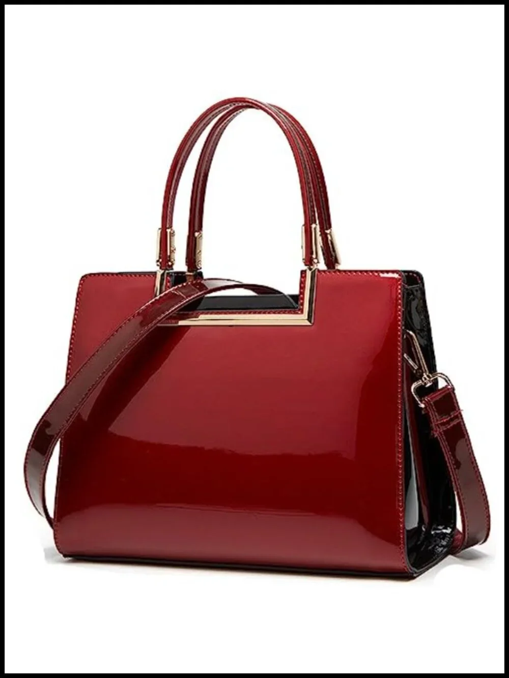 Patent Leather Satchel Bag Top Handle Crossbody Shoulder Purse